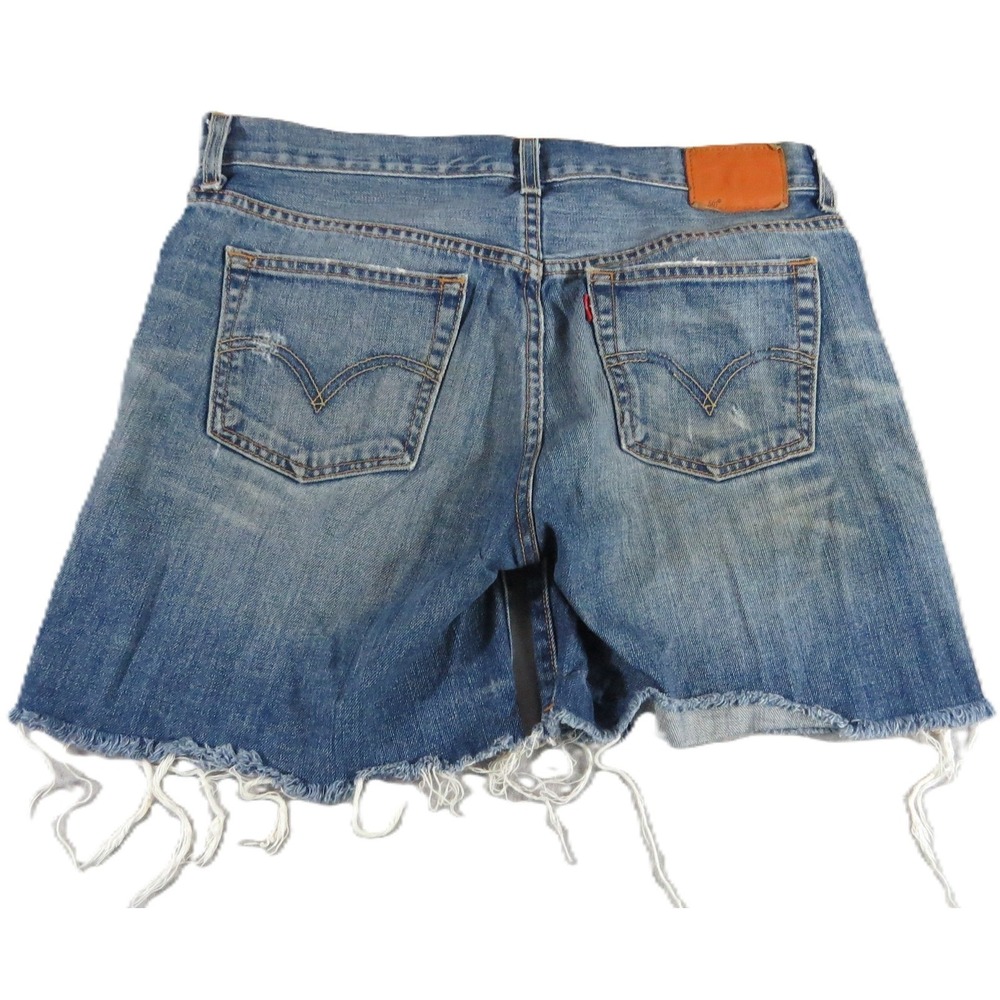 Levi VTG 501 90s Cut Off Denim Shorts Jorts Men 32 Blue Distressed Frayed Raw